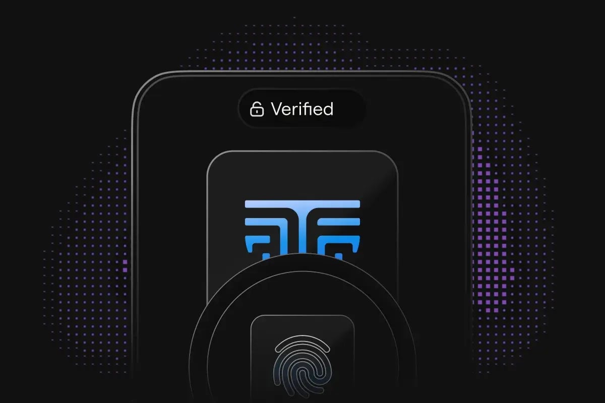 Phone showing a verified prompt as a TokenCore credential is checked against the legitimate domain